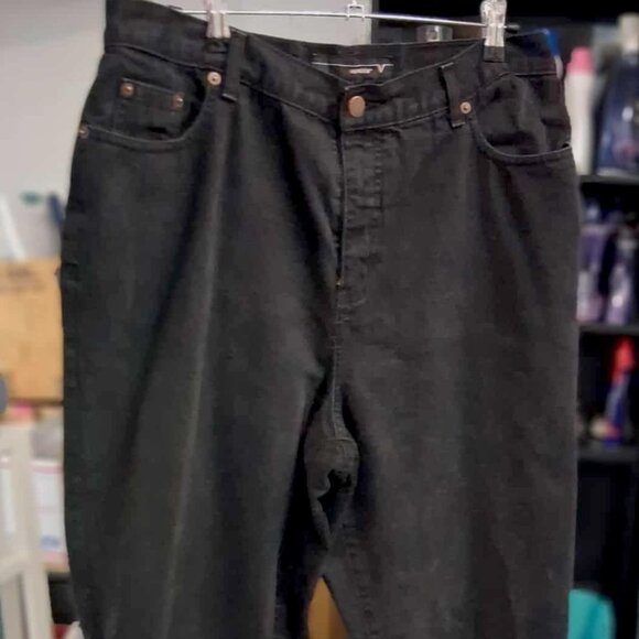 Women's Venezia Brand Black Denim Jeans Plus Size 16 Tall, damaged - Picture 1 of 13